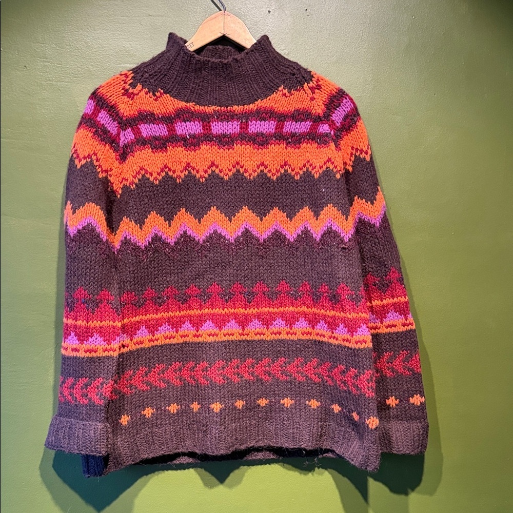 Vintage French Connection Colorful Patterned Women's Wool Sweater